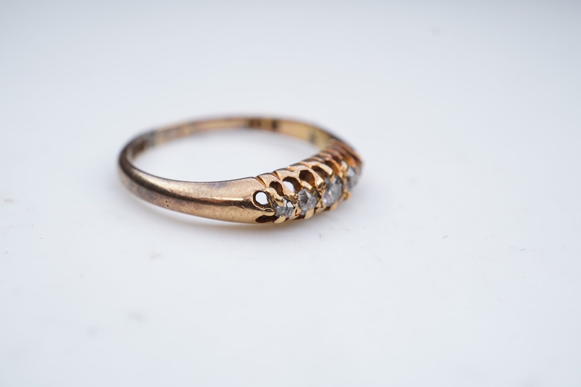 A Victorian five-stone diamond ring, late 19th century
